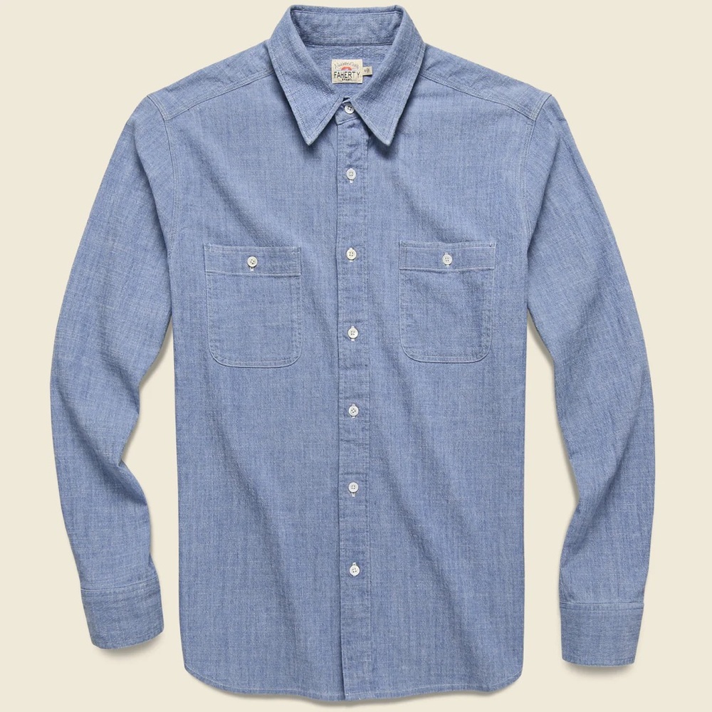 Faherty Blue Casual Button Down Shirt
